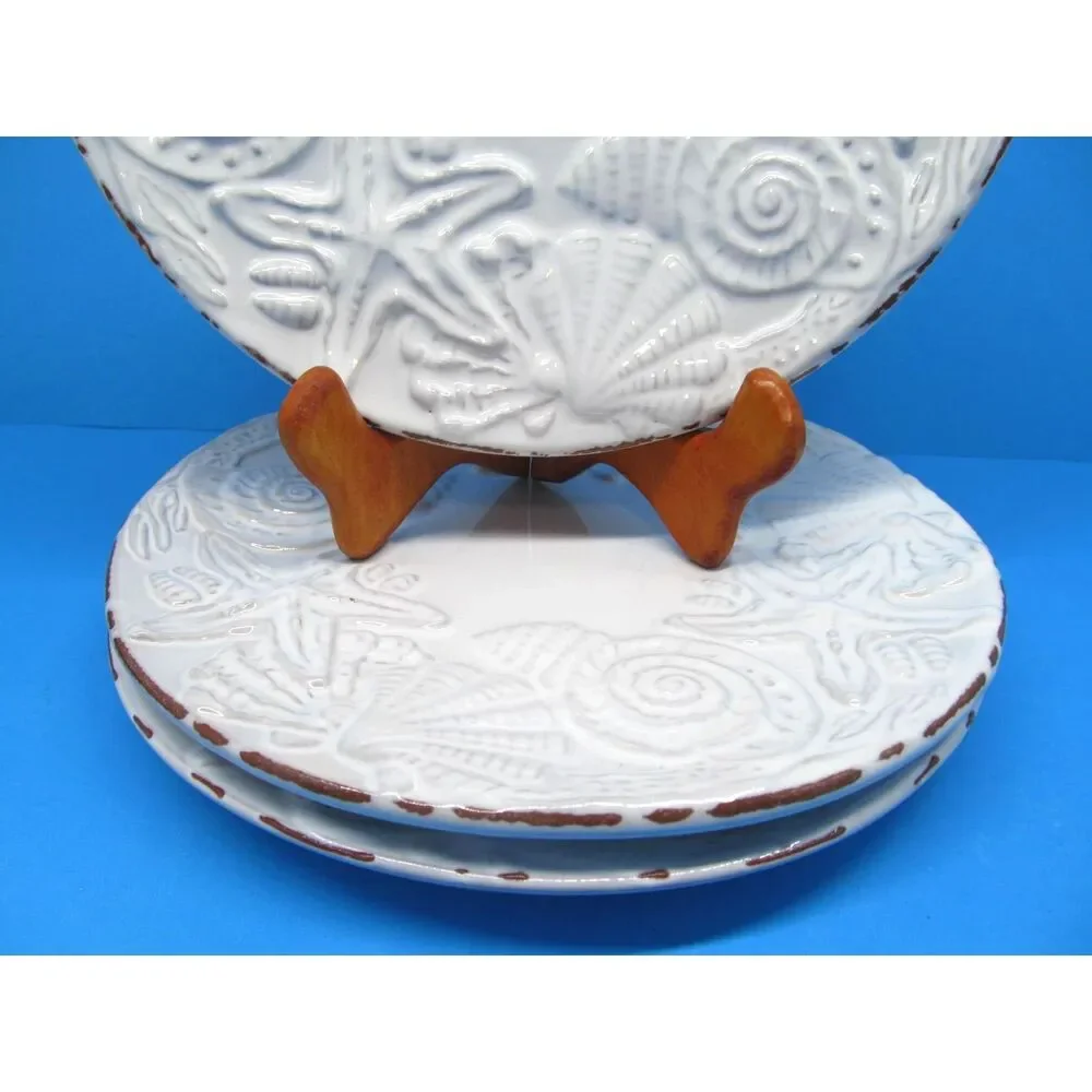 Mud Pie Sanibel Sea Shell Salad Dessert Plates 8
